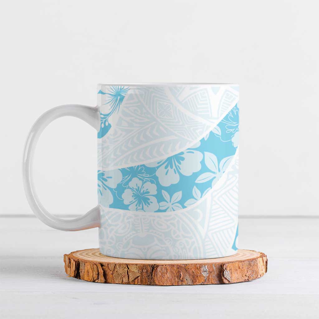 Aloha Hawaii Floral Tapa Ceramic Mug Patchwork Turquoise LT7 Turquoise - Polynesian Pride