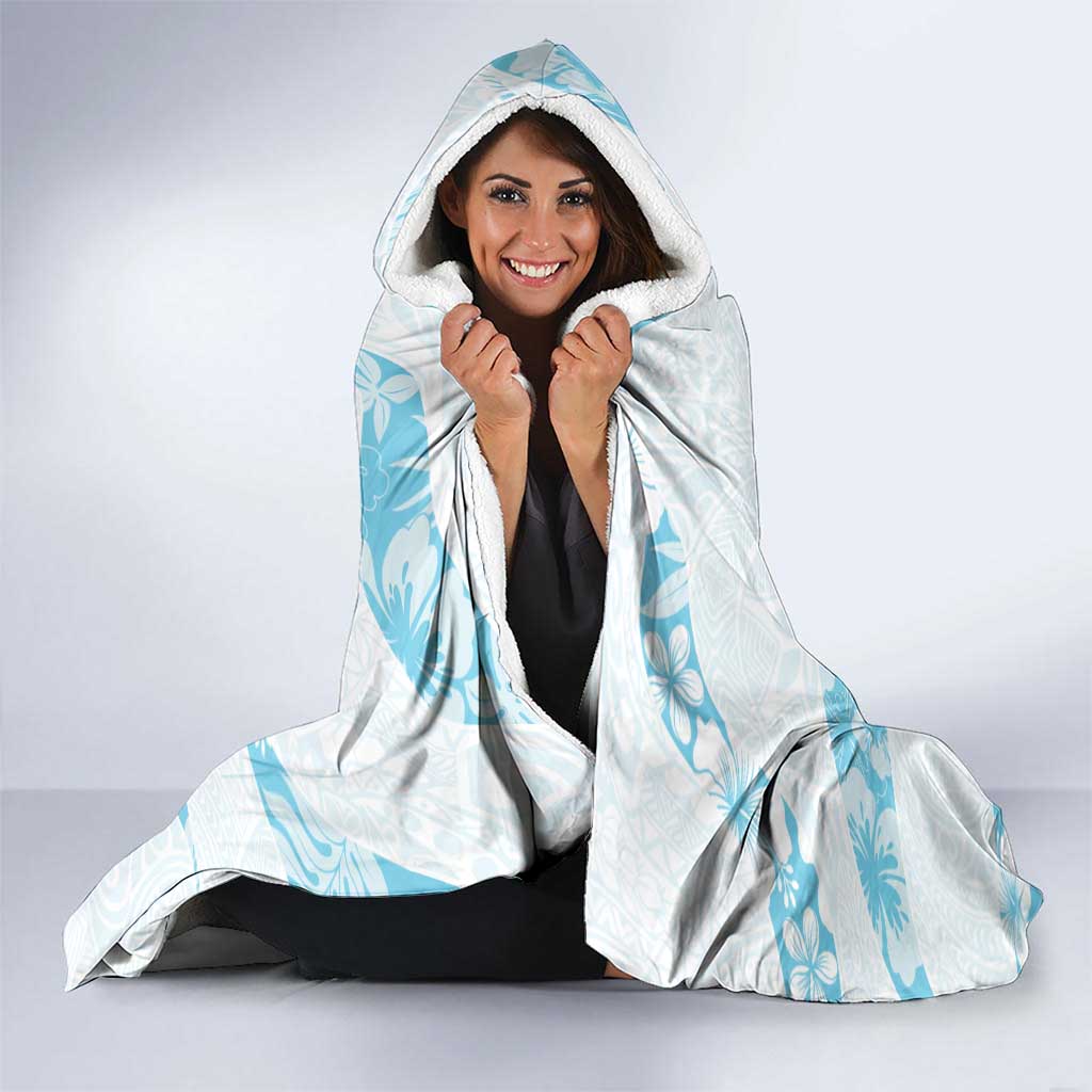 Aloha Hawaii Floral Tapa Hooded Blanket Patchwork Turquoise