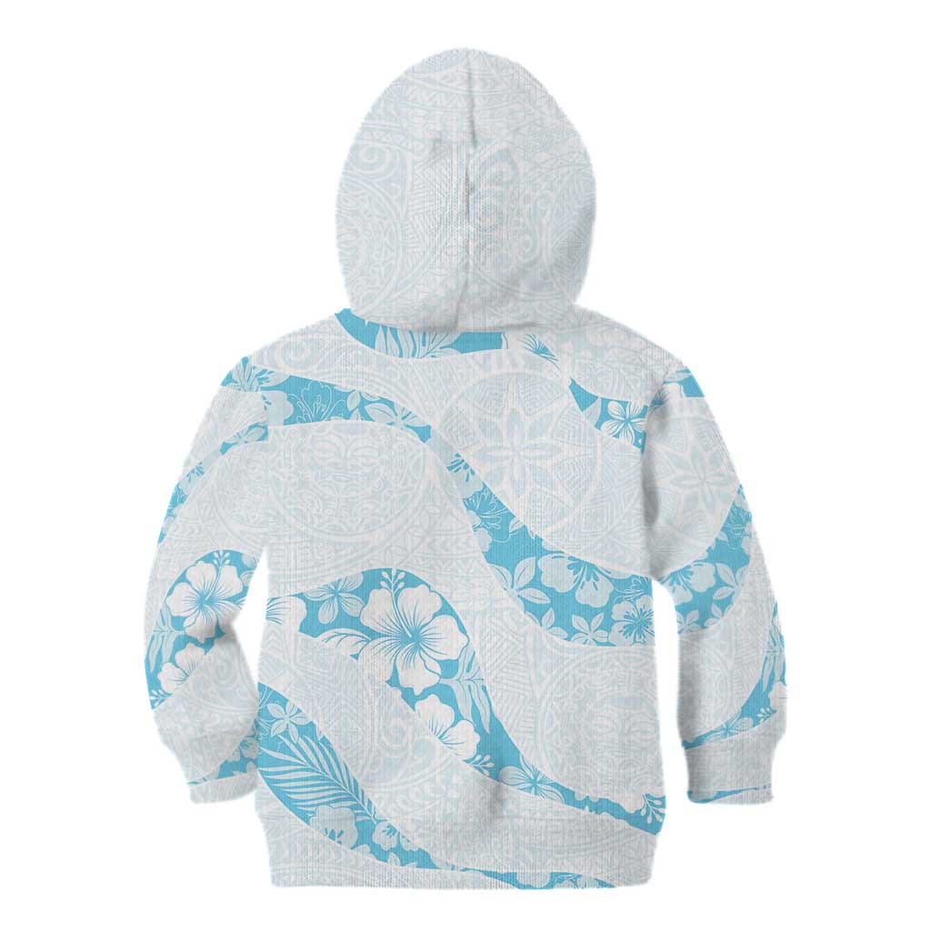 Aloha Hawaii Floral Tapa Kid Hoodie Patchwork Turquoise LT7 - Polynesian Pride