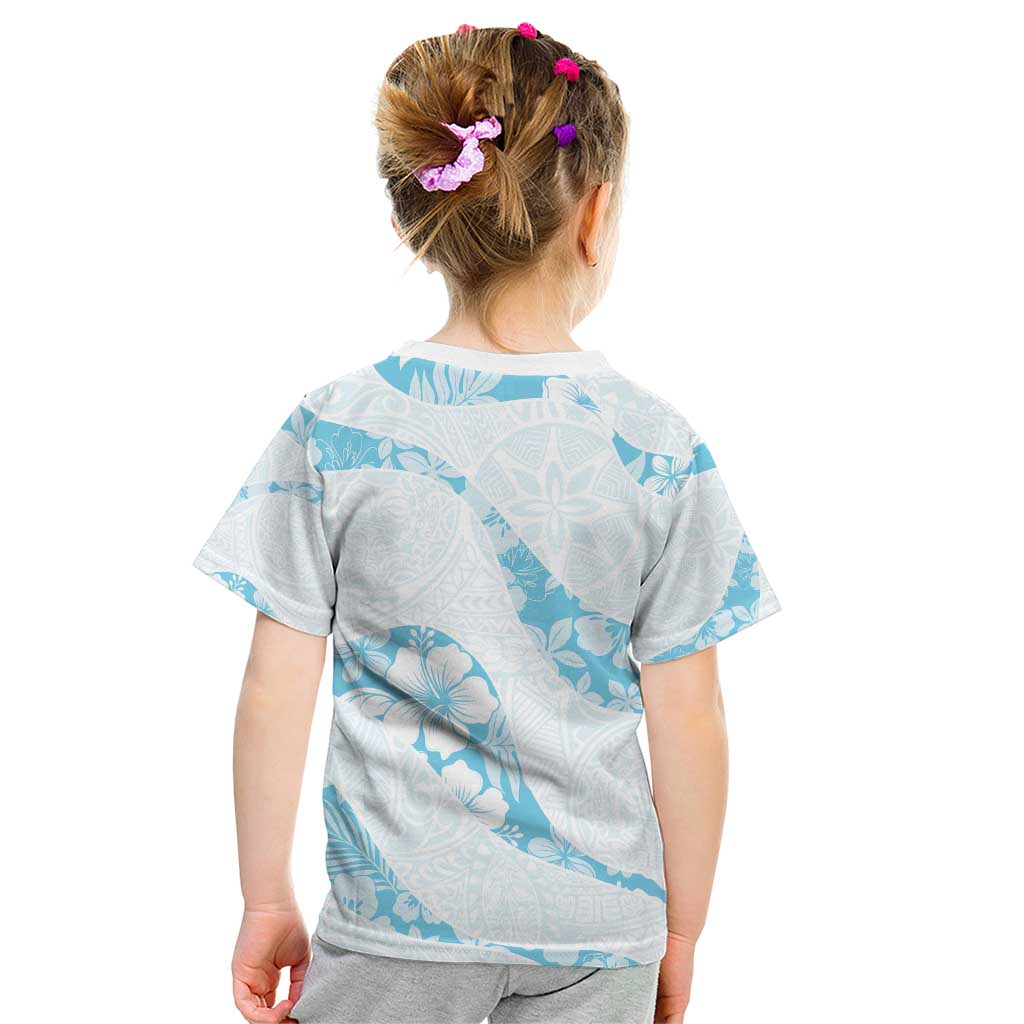 Aloha Hawaii Floral Tapa Kid T Shirt Patchwork Turquoise LT7 - Polynesian Pride
