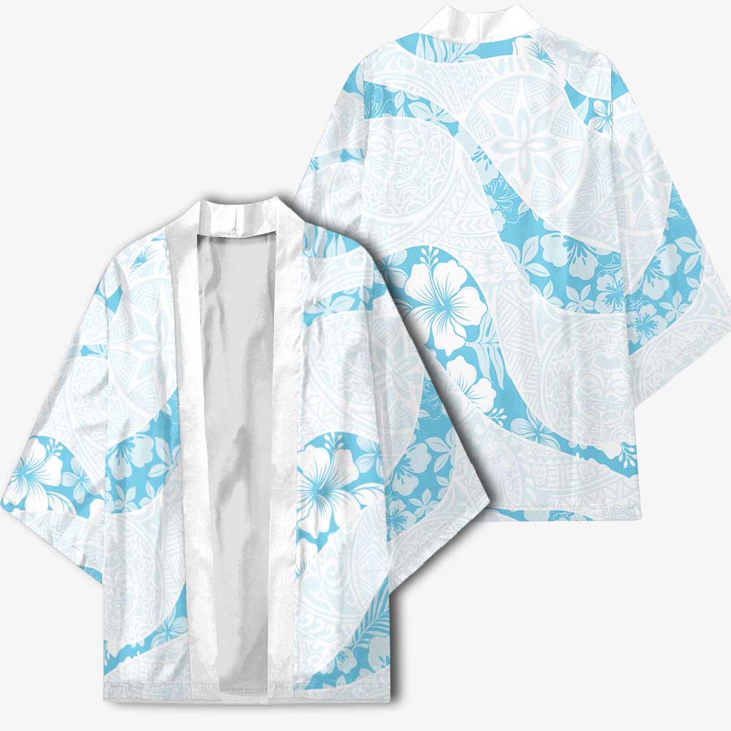 Aloha Hawaii Floral Tapa Kimono Patchwork Turquoise LT7 - Polynesian Pride