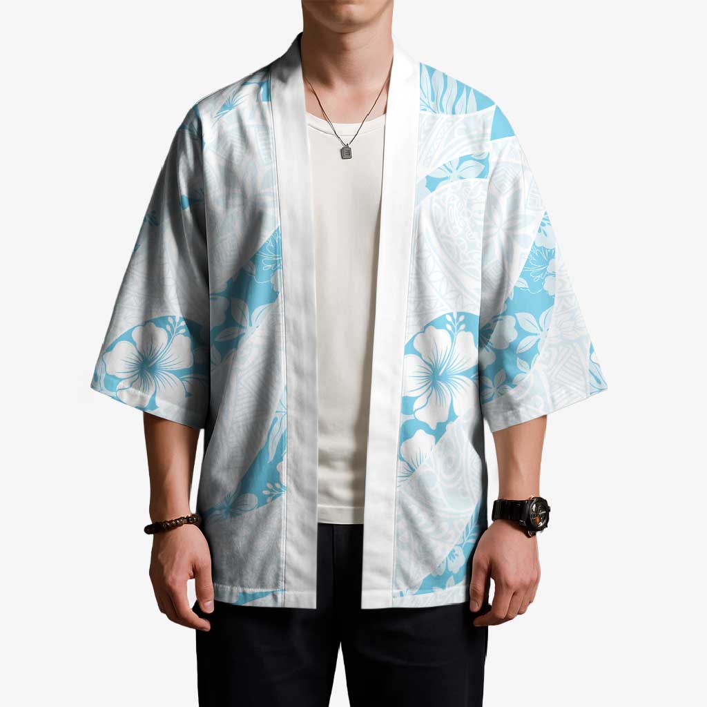 Aloha Hawaii Floral Tapa Kimono Patchwork Turquoise LT7 - Polynesian Pride