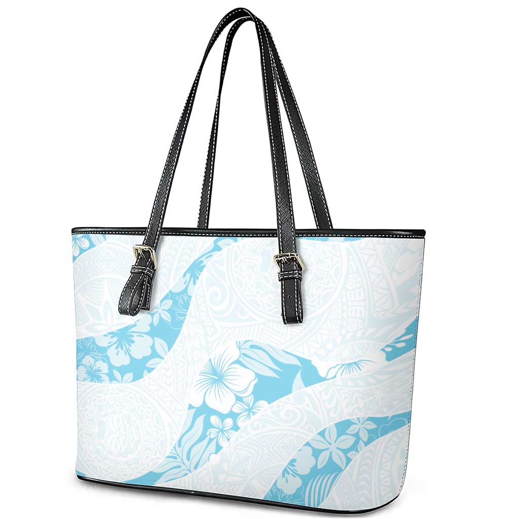 Aloha Hawaii Floral Tapa Leather Tote Bag Patchwork Turquoise LT7 - Polynesian Pride