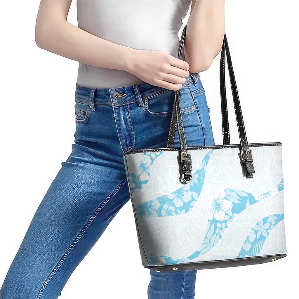 Aloha Hawaii Floral Tapa Leather Tote Bag Patchwork Turquoise LT7 - Polynesian Pride