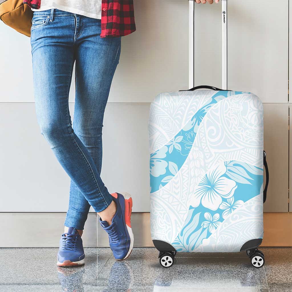 Aloha Hawaii Floral Tapa Luggage Cover Patchwork Turquoise LT7 - Polynesian Pride