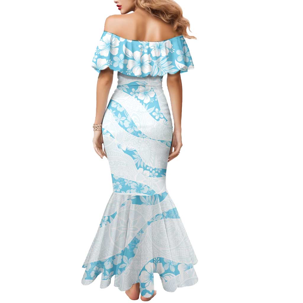 Aloha Hawaii Floral Tapa Mermaid Dress Patchwork Turquoise LT7 - Polynesian Pride