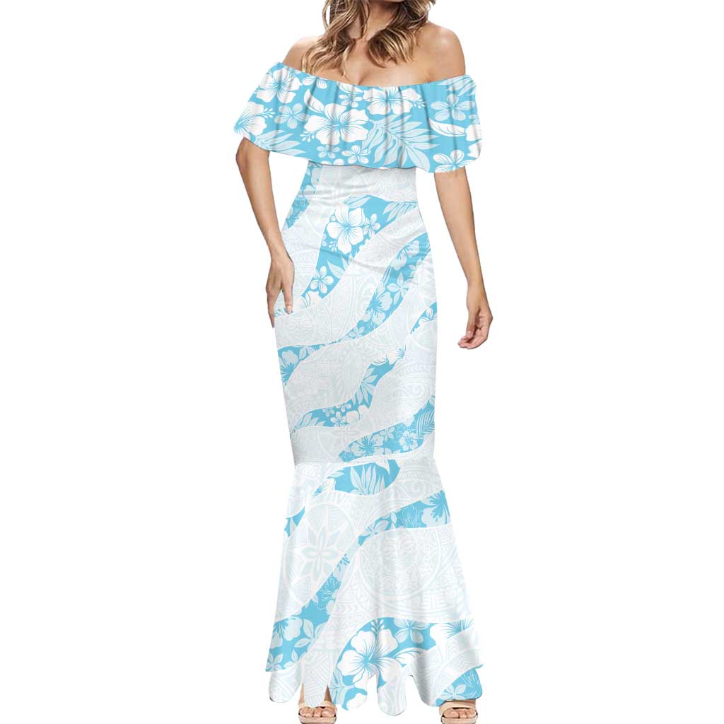 Aloha Hawaii Floral Tapa Mermaid Dress Patchwork Turquoise LT7 - Polynesian Pride