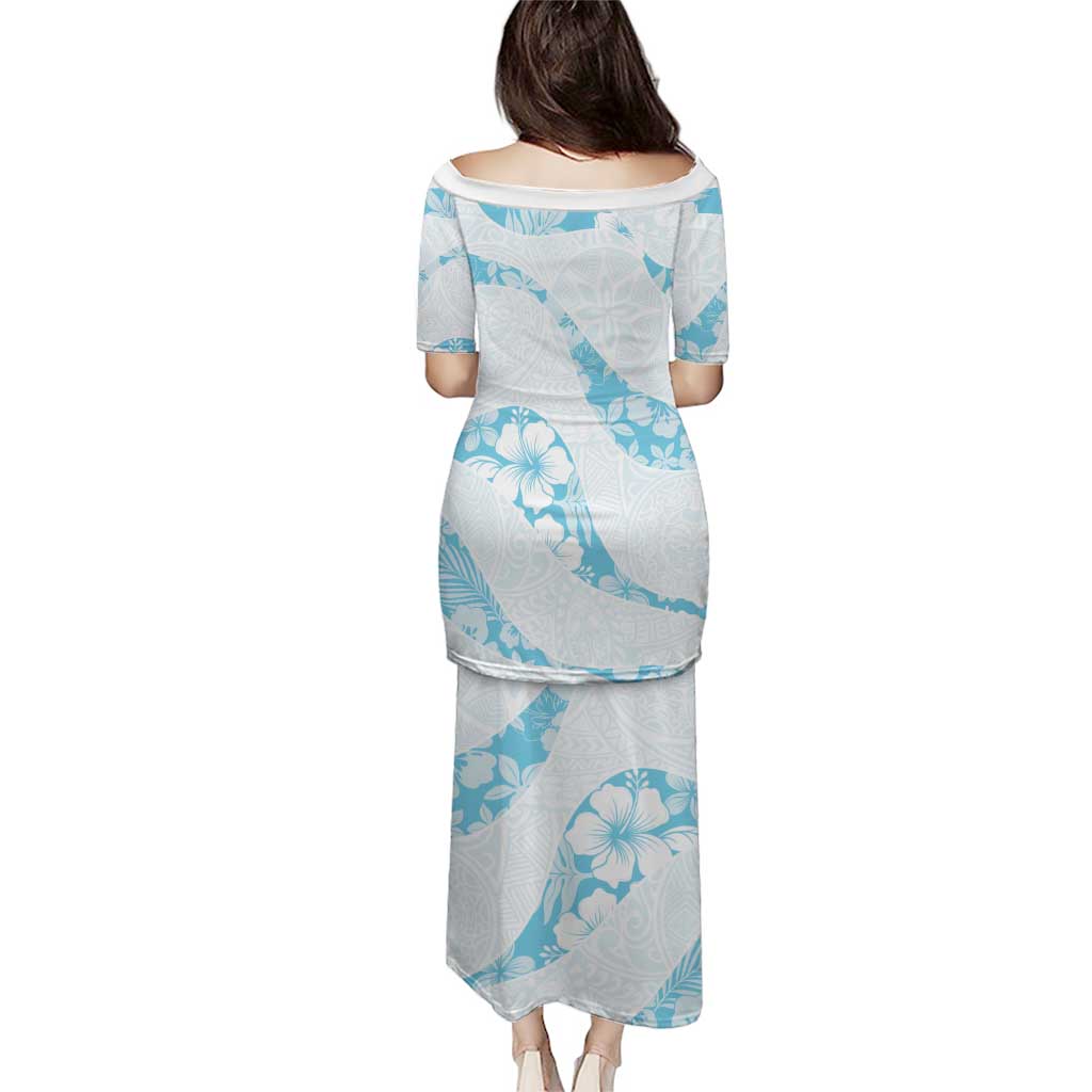 Aloha Hawaii Floral Tapa Puletasi Patchwork Turquoise LT7 - Polynesian Pride