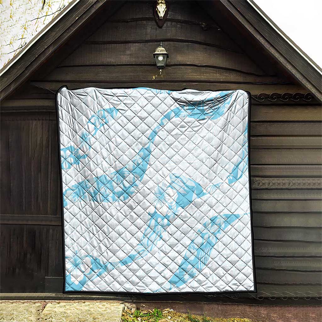 Aloha Hawaii Floral Tapa Quilt Patchwork Turquoise LT7 - Polynesian Pride
