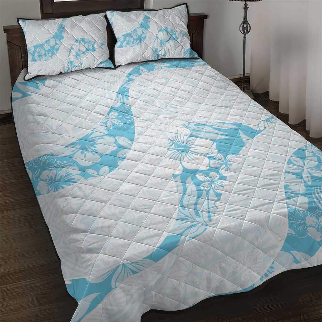 Aloha Hawaii Floral Tapa Quilt Bed Set Patchwork Turquoise LT7 Turquoise - Polynesian Pride