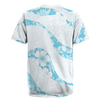 Aloha Hawaii Floral Tapa Rugby Jersey Patchwork Turquoise LT7 - Polynesian Pride