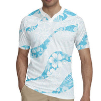 Aloha Hawaii Floral Tapa Rugby Jersey Patchwork Turquoise LT7 - Polynesian Pride