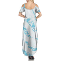 Aloha Hawaii Floral Tapa Summer Maxi Dress Patchwork Turquoise LT7 - Polynesian Pride