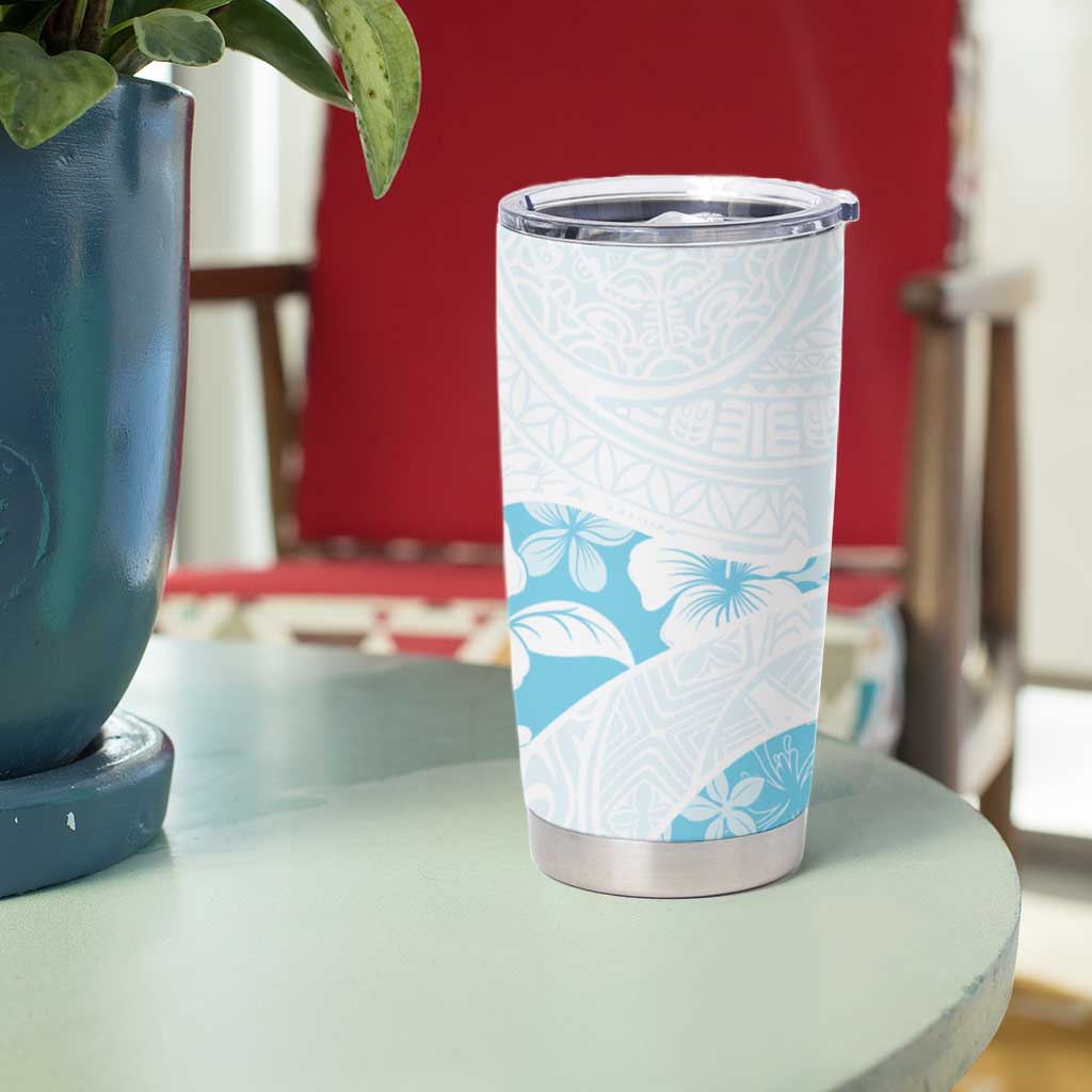 Aloha Hawaii Floral Tapa Tumbler Cup Patchwork Turquoise LT7 - Polynesian Pride