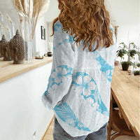 Aloha Hawaii Floral Tapa Women Casual Shirt Patchwork Turquoise LT7 - Polynesian Pride