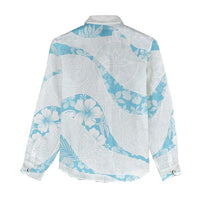 Aloha Hawaii Floral Tapa Women Casual Shirt Patchwork Turquoise LT7 - Polynesian Pride