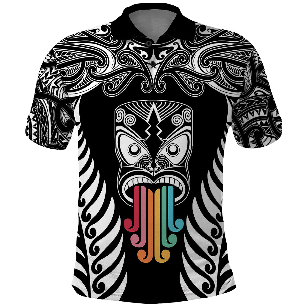 Personalised Kia Kaha Te Reo Maori Polo Shirt Hei Tiki Mix Koru - Black LT7 Black - Polynesian Pride