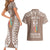 personalised-kia-kaha-te-reo-maori-couples-matching-short-sleeve-bodycon-dress-and-hawaiian-shirt-hei-tiki-mix-koru-brown