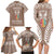 personalised-kia-kaha-te-reo-maori-family-matching-long-sleeve-bodycon-dress-and-hawaiian-shirt-hei-tiki-mix-koru-brown