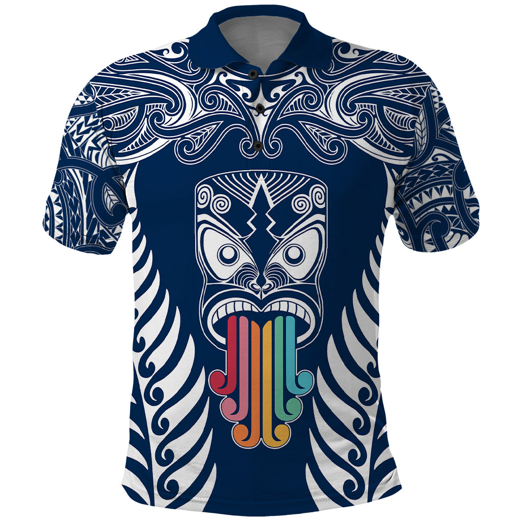 Personalised Kia Kaha Te Reo Maori Polo Shirt Hei Tiki Mix Koru - Navy Blue LT7 Navy - Polynesian Pride