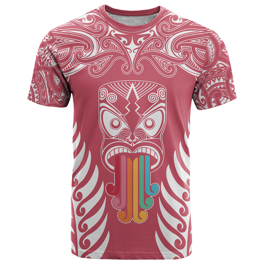 Personalised Kia Kaha Te Reo Maori T-Shirt - Hei Tiki Mix Koru Pink LT7 Pink - Polynesian Pride