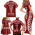 personalised-kia-kaha-te-reo-maori-family-matching-short-sleeve-bodycon-dress-and-hawaiian-shirt-hei-tiki-mix-koru-red