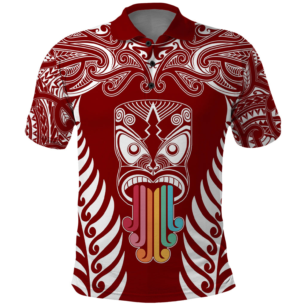 Personalised Kia Kaha Te Reo Maori Polo Shirt Hei Tiki Mix Koru - Red LT7 Red - Polynesian Pride