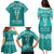 Personalised Kia Kaha Te Reo Maori Family Matching Puletasi Dress and Hawaiian Shirt Hei Tiki Mix Koru - Teal LT7 - Polynesian Pride