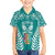 Personalised Kia Kaha Te Reo Maori Family Matching Puletasi Dress and Hawaiian Shirt Hei Tiki Mix Koru - Teal LT7 Son's Shirt Teal - Polynesian Pride