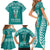 personalised-kia-kaha-te-reo-maori-family-matching-short-sleeve-bodycon-dress-and-hawaiian-shirt-hei-tiki-mix-koru-teal