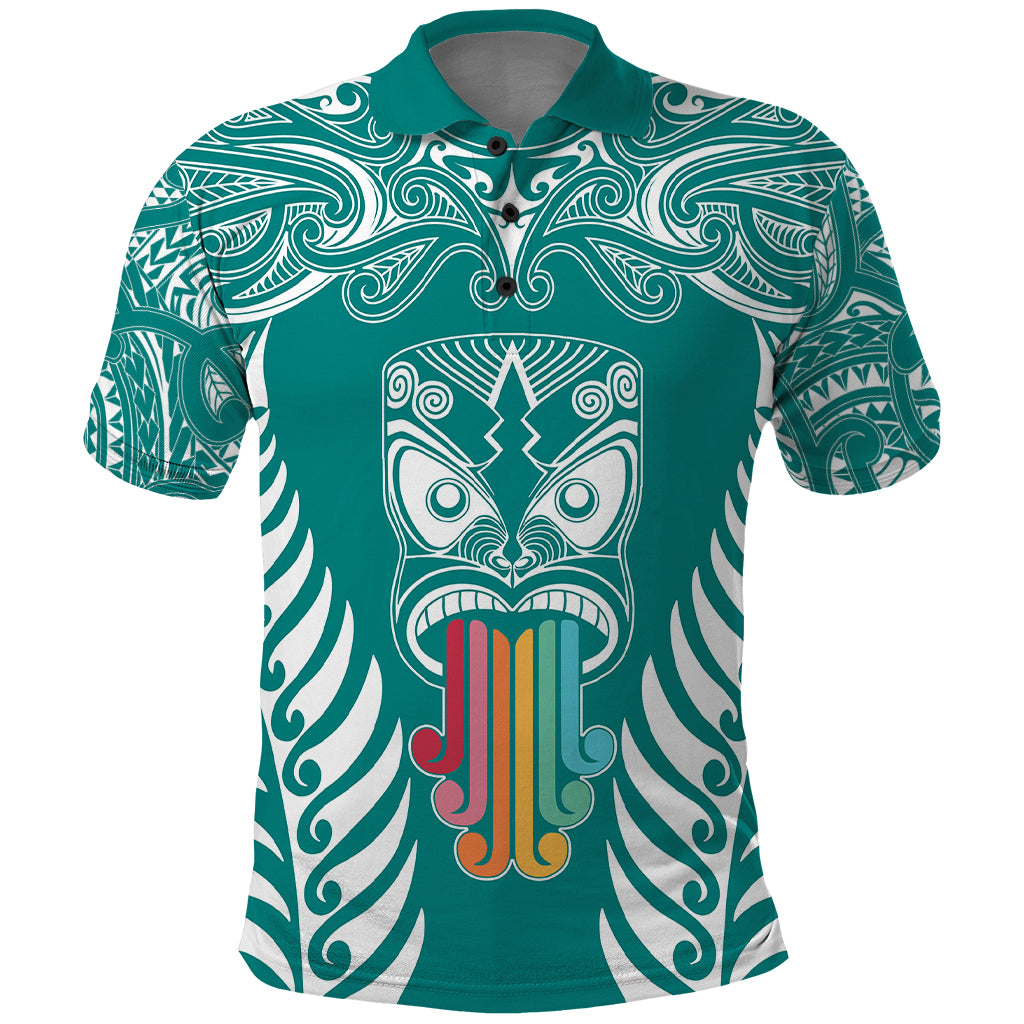 Personalised Kia Kaha Te Reo Maori Polo Shirt Hei Tiki Mix Koru - Teal LT7 Teal - Polynesian Pride