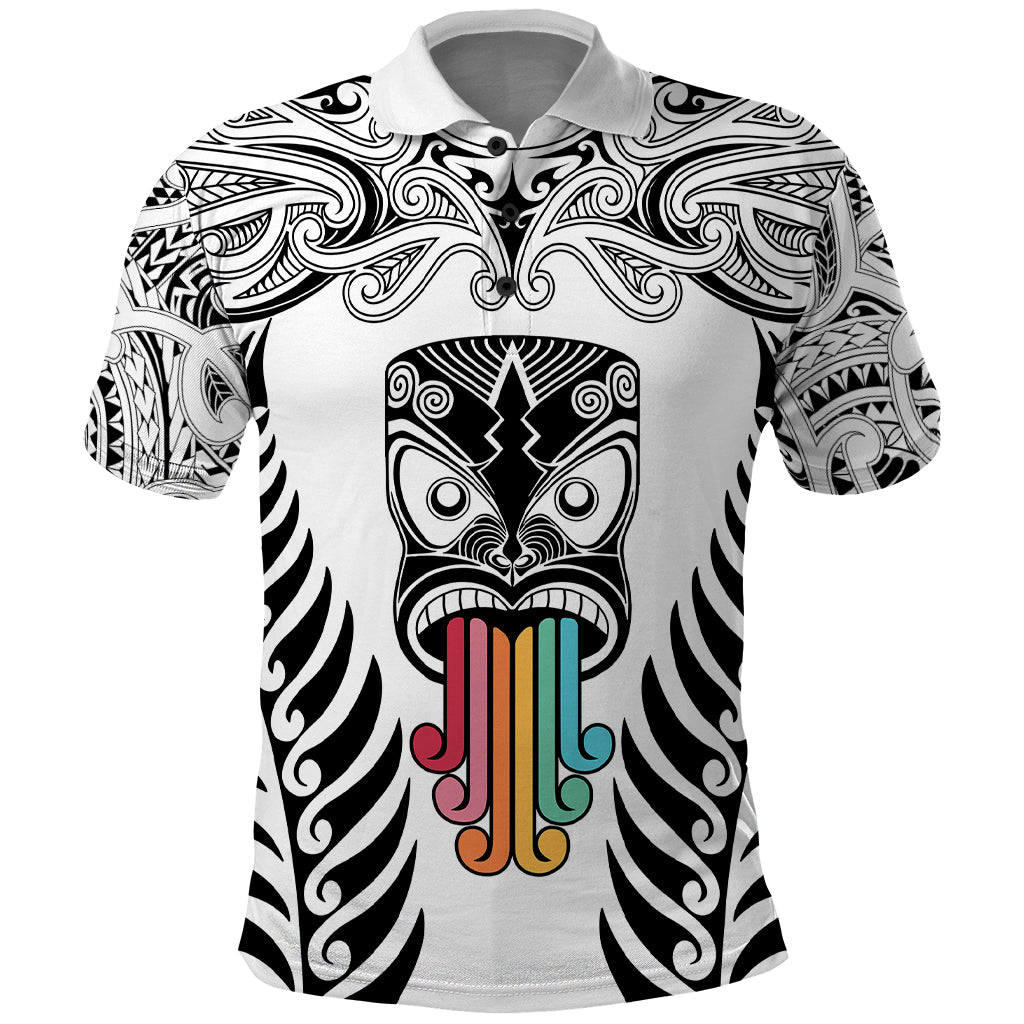 Personalised Kia Kaha Te Reo Maori Polo Shirt Hei Tiki Mix Koru - White LT7 White - Polynesian Pride