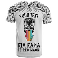 Personalised Kia Kaha Te Reo Maori T Shirt Hei Tiki Mix Koru - White LT7 - Polynesian Pride