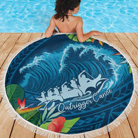 Outrigger Canoe Blue Beach Blanket On The Waves LT7 - Polynesian Pride