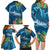 Outrigger Canoe Blue Family Matching Long Sleeve Bodycon Dress and Hawaiian Shirt On The Waves