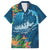 Outrigger Canoe Blue Family Matching Long Sleeve Bodycon Dress and Hawaiian Shirt On The Waves