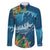 Outrigger Canoe Blue Family Matching Long Sleeve Bodycon Dress and Hawaiian Shirt On The Waves