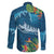 Outrigger Canoe Blue Family Matching Long Sleeve Bodycon Dress and Hawaiian Shirt On The Waves