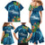 Outrigger Canoe Blue Family Matching Mermaid Dress and Hawaiian Shirt On The Waves