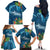 Outrigger Canoe Blue Family Matching Off The Shoulder Long Sleeve Dress and Hawaiian Shirt On The Waves