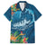 Outrigger Canoe Blue Family Matching Off The Shoulder Long Sleeve Dress and Hawaiian Shirt On The Waves