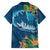 Outrigger Canoe Blue Family Matching Off The Shoulder Long Sleeve Dress and Hawaiian Shirt On The Waves