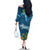 Outrigger Canoe Blue Family Matching Off The Shoulder Long Sleeve Dress and Hawaiian Shirt On The Waves