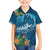 Outrigger Canoe Blue Family Matching Off The Shoulder Long Sleeve Dress and Hawaiian Shirt On The Waves