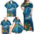 Outrigger Canoe Blue Family Matching Off Shoulder Maxi Dress and Hawaiian Shirt On The Waves