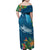 Outrigger Canoe Blue Family Matching Off Shoulder Maxi Dress and Hawaiian Shirt On The Waves