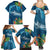 Outrigger Canoe Blue Family Matching Summer Maxi Dress and Hawaiian Shirt On The Waves