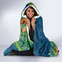 Outrigger Canoe Blue Hooded Blanket On The Waves LT7 - Polynesian Pride