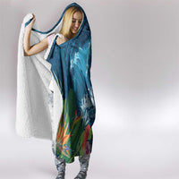 Outrigger Canoe Blue Hooded Blanket On The Waves LT7 - Polynesian Pride