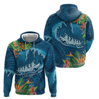 Outrigger Canoe Blue Hoodie On The Waves LT7 - Polynesian Pride